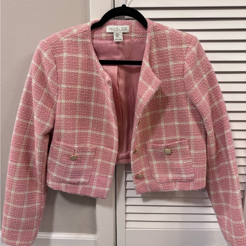 Rachel Zoe Pink Checkered Blazer